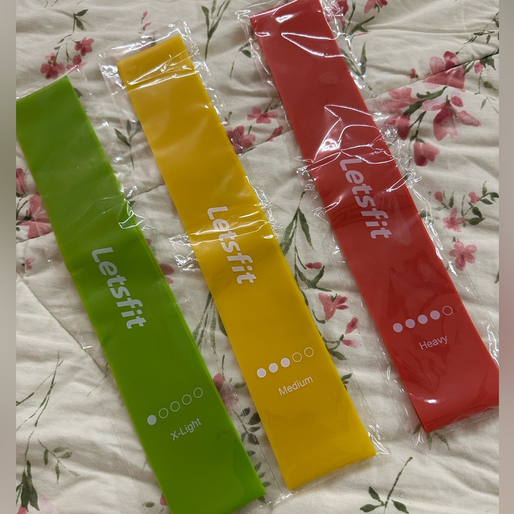 Letsfit Resistance Bands Set - Red, Yellow, Green